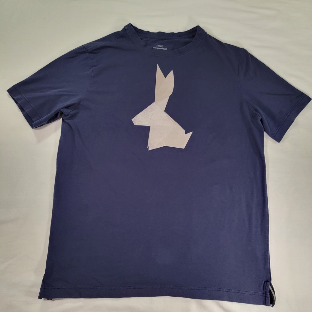 Crosby & Howard Mens Navy Blue Origami Rabbit Graphic Tee Shirt Size M